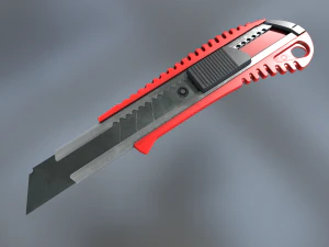 box cutter lowpoly red plastic 3D Model