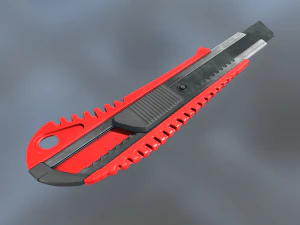 box cutter lowpoly red plastic 3D Model