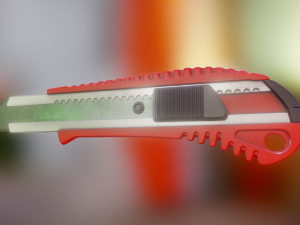 box cutter lowpoly red plastic Modelo 3D