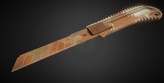 box cutter lowpoly rusty version Model 3D .c4d .max .obj .3ds .fbx .stl .blend 