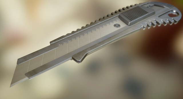 box cutter lowpoly stainless steel Modèle 3D .c4d .max .obj .3ds .fbx .stl .blend 