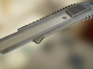 box cutter lowpoly stainless steel 3D Model