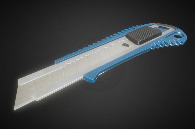 box cutter lowpoly blueplastic 3D Model .c4d .max .obj .3ds .fbx .stl .blend 