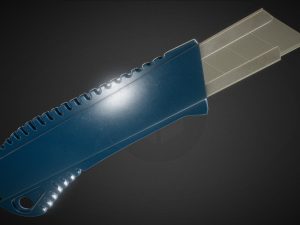 box cutter lowpoly blueplastic 3D Model