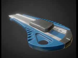 box cutter lowpoly blueplastic 3D Model