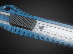 box cutter lowpoly blueplastic 3D Model