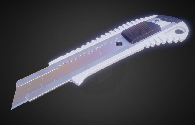 box cutter lowpoly white plastic Modèle 3D .c4d .max .obj .3ds .fbx .stl .blend 