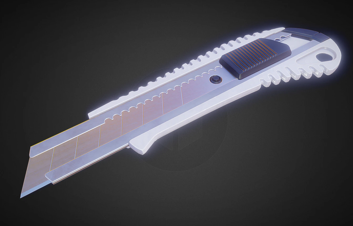 box cutter lowpoly white plastic 3D Model .c4d .max .obj .3ds .fbx .stl .blend