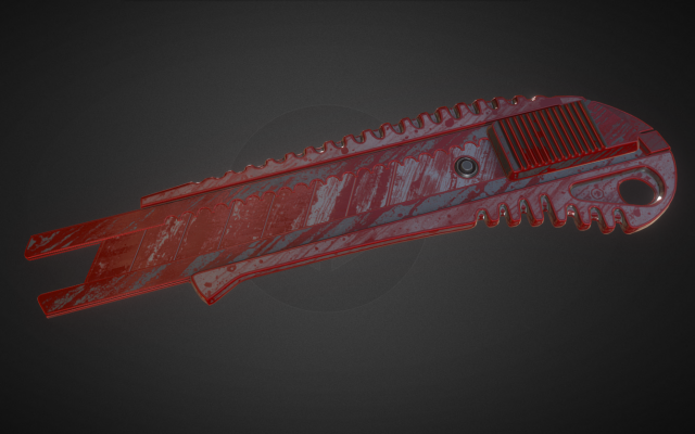 box cutter lowpoly bloody version Model 3D .c4d .max .obj .3ds .fbx .stl .blend 