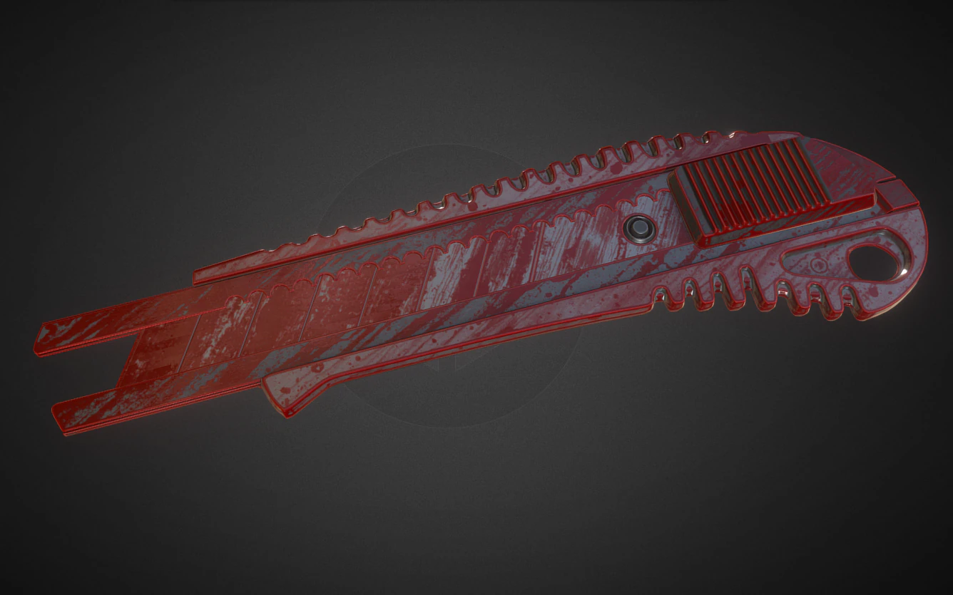 box cutter lowpoly bloody version 3D Model .c4d .max .obj .3ds .fbx .stl .blend 
