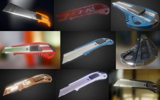 box cutter collection Model 3D .c4d .max .obj .3ds .fbx .stl .blend 