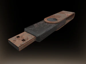 chiavetta USB low poly versione arrugginita 1 Modello 3D