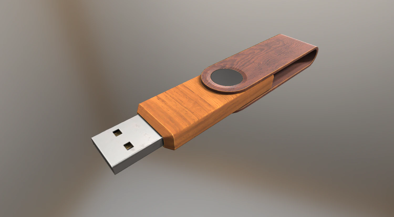 usb stick low poly wood version 3D Model .c4d .max .obj .3ds .fbx .stl .blend