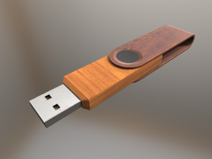 usb stick low poly wood version 3D Model