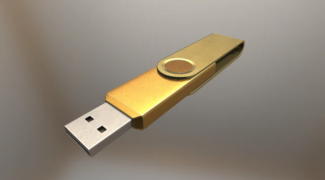 Chiavetta USB versione low poly in oro Modello 3D .c4d .max .obj .3ds .fbx .stl .blend 