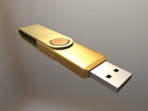 Chiavetta USB versione low poly in oro Modello 3D
