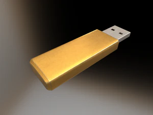 Chiavetta USB versione low poly in oro Modello 3D