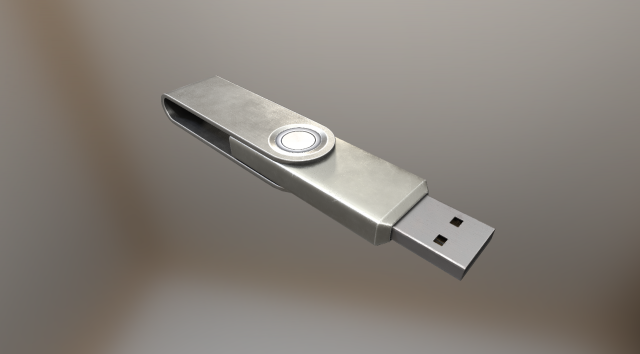 usb stick low poly aluminium version Model 3D .c4d .max .obj .3ds .fbx .stl .blend 