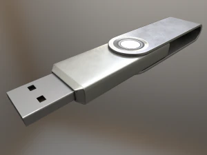 usb stick low poly aluminium version 3D Model