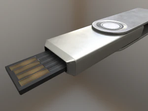 usb stick low poly aluminium version 3D Model