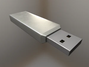 usb stick low poly aluminium version 3D Model