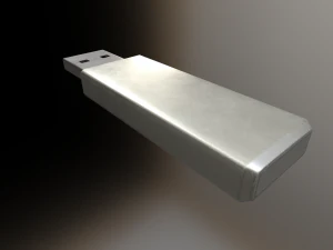 usb stick low poly aluminium version 3D Model