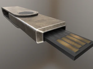 usb stick low poly brass version 3D Model