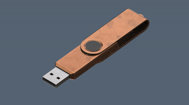 usb stick low poly copper version Modelo 3D .c4d .max .obj .3ds .fbx .stl .blend 