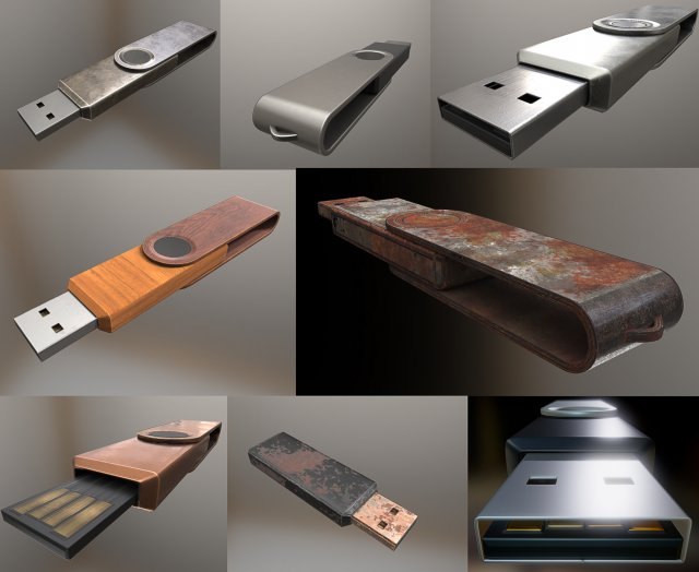 usb stick collection 3D Модель .c4d .max .obj .3ds .fbx .stl .blend 
