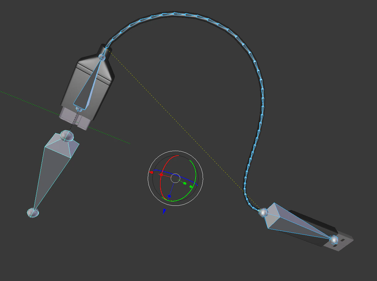 usb 3 cable high poly version rigged 3D Model .c4d .max .obj .3ds .fbx .stl .blend