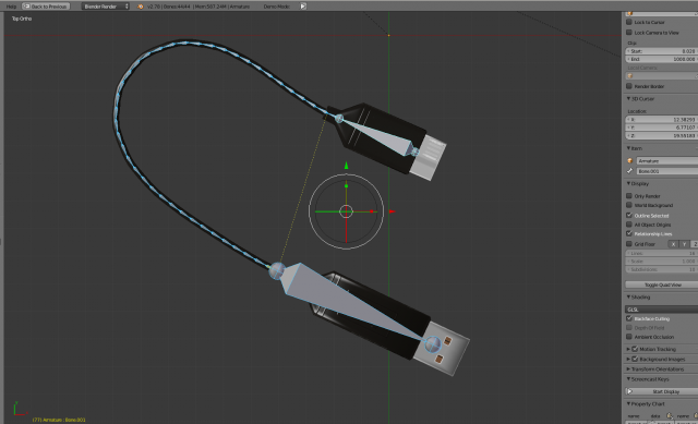 usb 3 cable rigged low poly version Modèle 3D .c4d .max .obj .3ds .fbx .stl .blend 