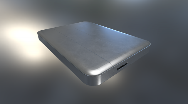 external hard drive low poly aluminium version 3D Model .c4d .max .obj .3ds .fbx .stl .blend 