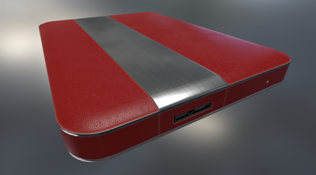 external hard drive low poly red leathe version Modèle 3D .c4d .max .obj .3ds .fbx .stl .blend