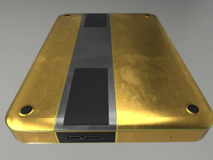 external hard drive low poly gold version 3D Model
