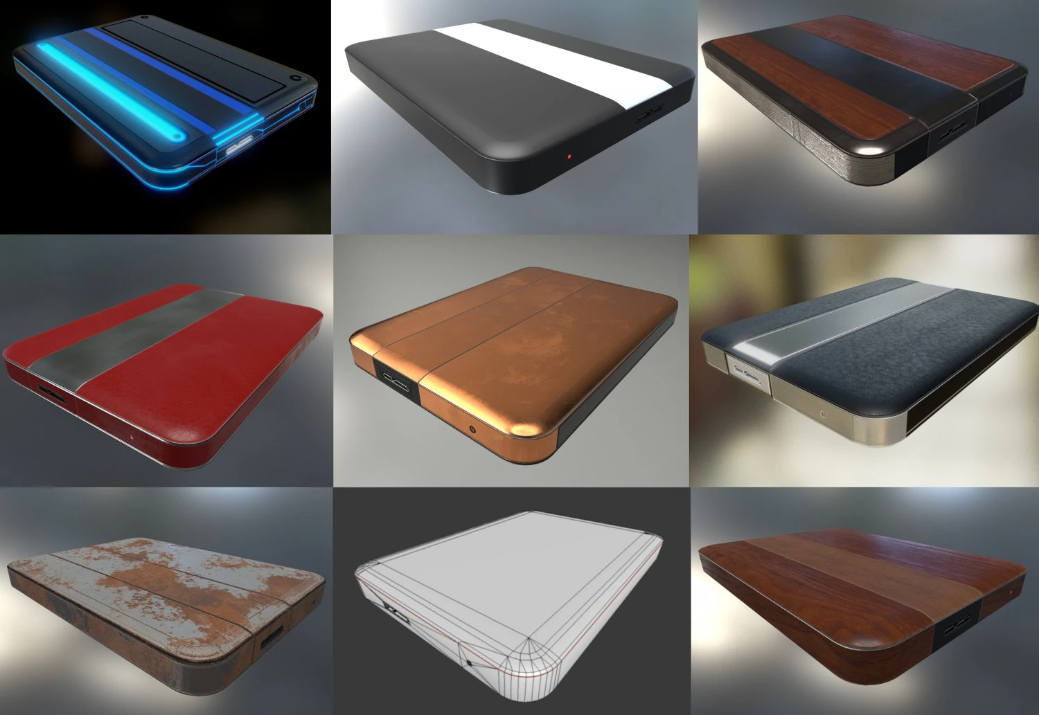 external hard drive collection 3D Model .c4d .max .obj .3ds .fbx .stl .blend 