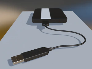 external hdd with usb cable rigged plastic version 3D Model