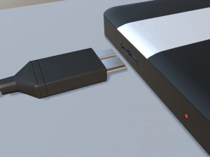 external hdd with usb cable rigged plastic version 3D Model