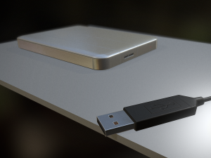 external hdd with usb cable rigged aluminium versi 3D Model