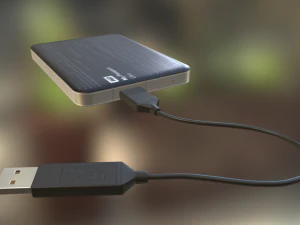 external hdd with usb cable rigged wd version 3D Model