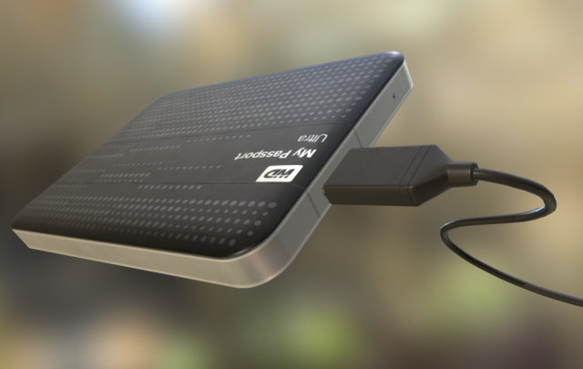 external hdd with usb cable rigged wd version 3D Model .c4d .max .obj .3ds .fbx .stl .blend 