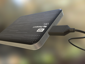 external hdd with usb cable rigged wd version 3D Model