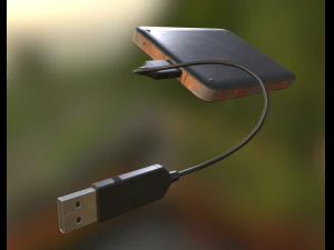 external hdd with usb cable rigged rusty version 3D Model