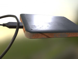 external hdd with usb cable rigged rusty version 3D Model