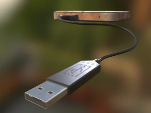 external hdd with usb cable rigged rusty version 3D Model