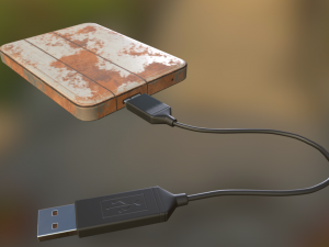 external hdd with usb cable rigged rusty version Modelo 3D