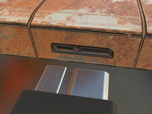 external hdd with usb cable rigged rusty version 3D Model