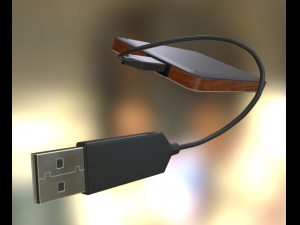 external hdd with usb cable rigged wood version 3D Model