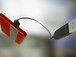 external hdd with usb cable rigged red leathe 3Dモデル