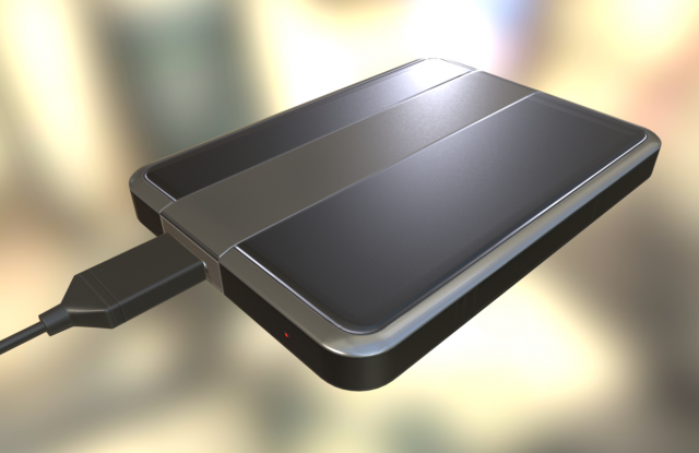 external hdd with usb cable rigged dark silver Modelo 3D .c4d .max .obj .3ds .fbx .stl .blend 