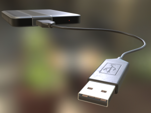 external hdd with usb cable rigged dark silver Modelo 3D